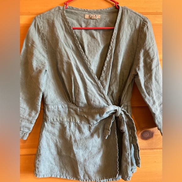 FLAX blue wrap top • size P (XS 4/6) • light blue • 3/4 sleeve • beautiful! 😍 - Picture 9 of 10